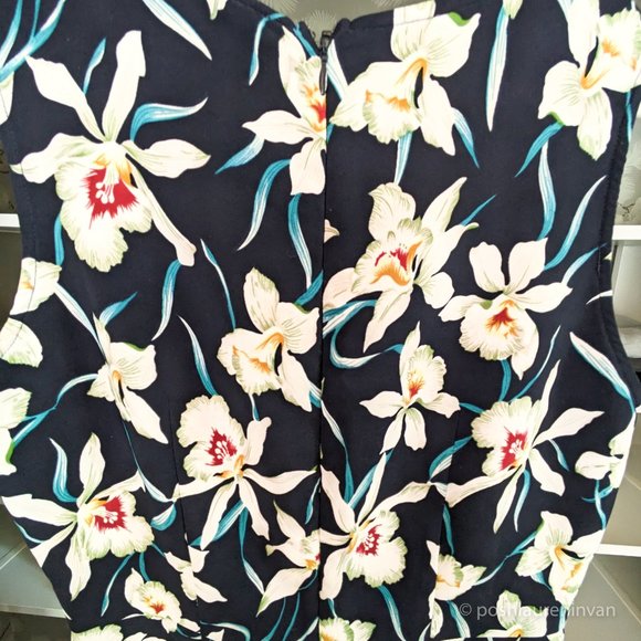 Black Shift Dress with Tropical Print – Women's Resort Wear - Size 6 - Picture 5 of 15